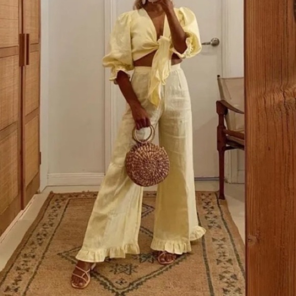 FAITHFULL THE BRAND YELLOW LINEN PANTS! 💛 - Picture 2 of 6